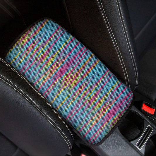 Colorful Knitted Pattern Print Car Center Console Cover
