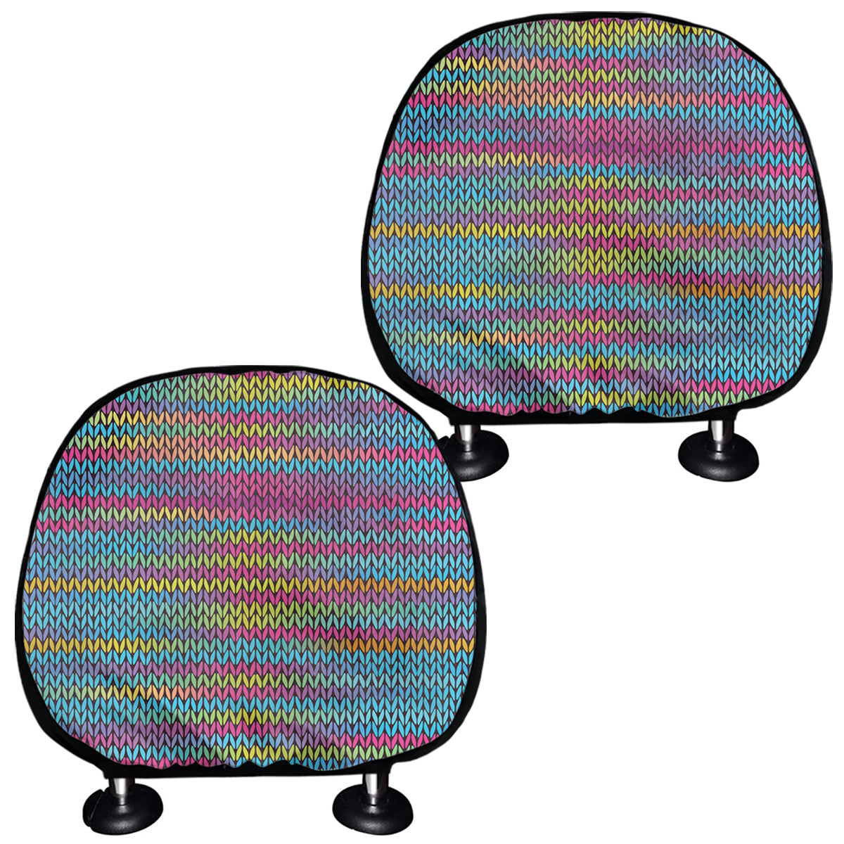 Colorful Knitted Pattern Print Car Headrest Covers