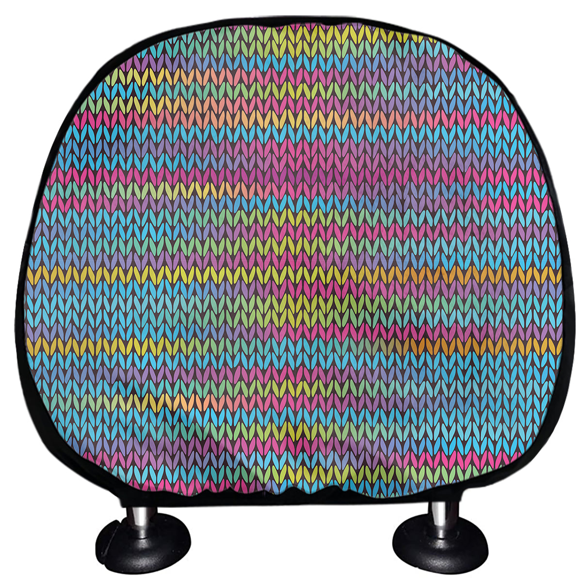 Colorful Knitted Pattern Print Car Headrest Covers