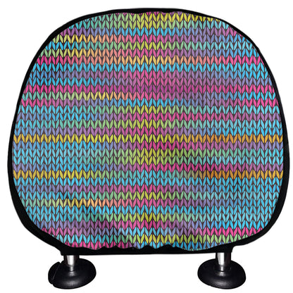 Colorful Knitted Pattern Print Car Headrest Covers