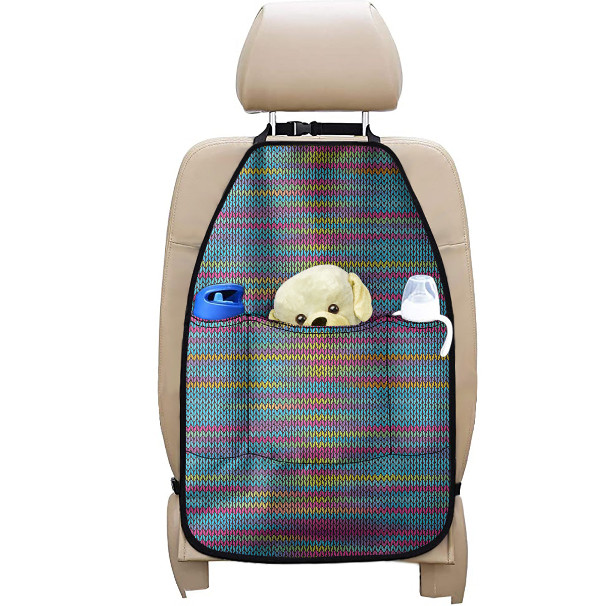 Colorful Knitted Pattern Print Car Seat Organizers
