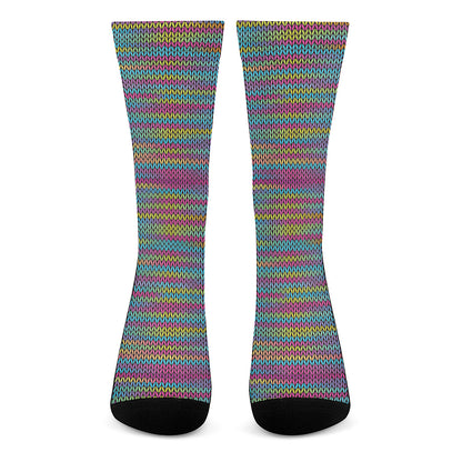Colorful Knitted Pattern Print Crew Socks