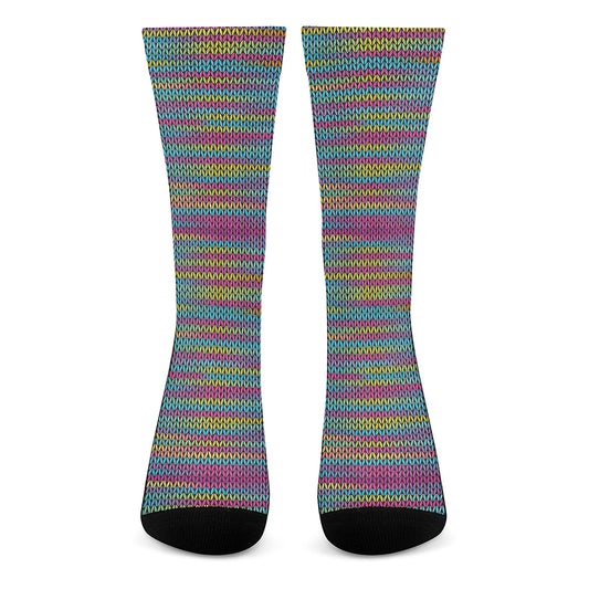 Colorful Knitted Pattern Print Crew Socks