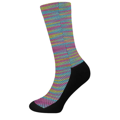 Colorful Knitted Pattern Print Crew Socks