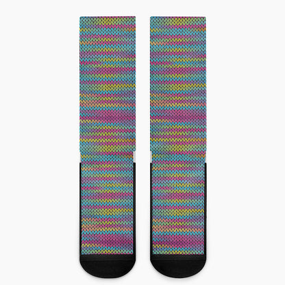Colorful Knitted Pattern Print Crew Socks