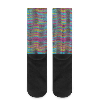 Colorful Knitted Pattern Print Crew Socks
