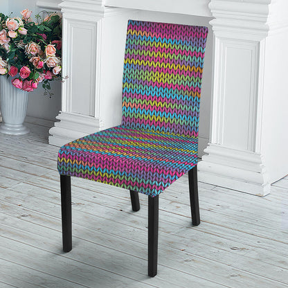 Colorful Knitted Pattern Print Dining Chair Slipcover