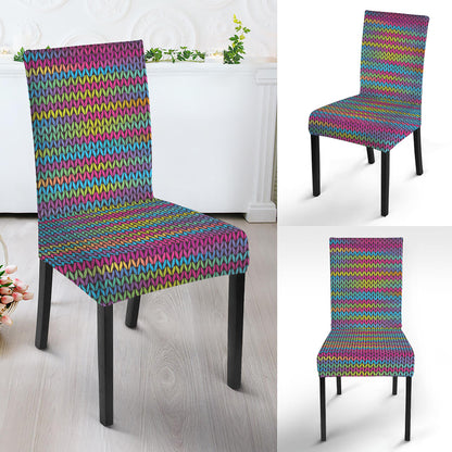 Colorful Knitted Pattern Print Dining Chair Slipcover