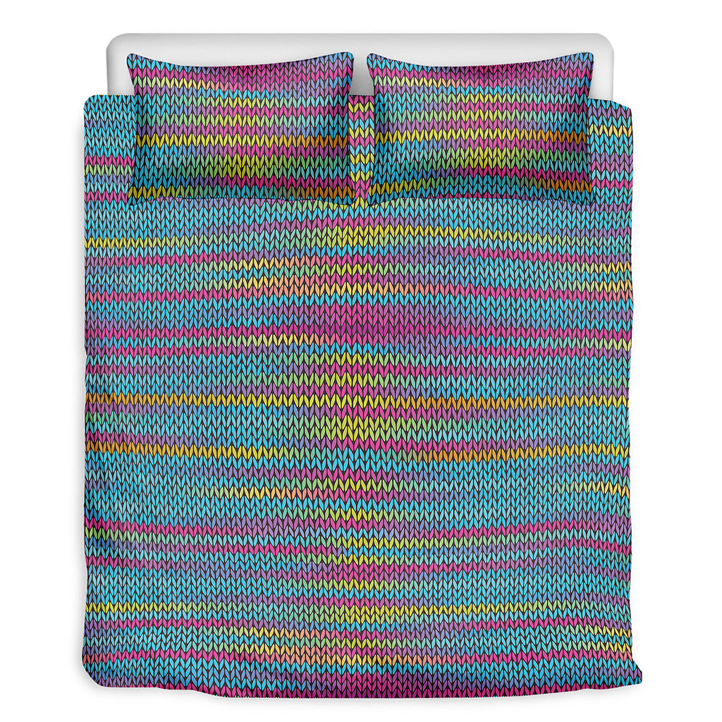 Colorful Knitted Pattern Print Duvet Cover Bedding Set