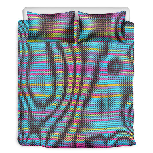 Colorful Knitted Pattern Print Duvet Cover Bedding Set