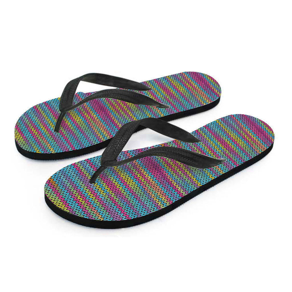 Colorful Knitted Pattern Print Flip Flops