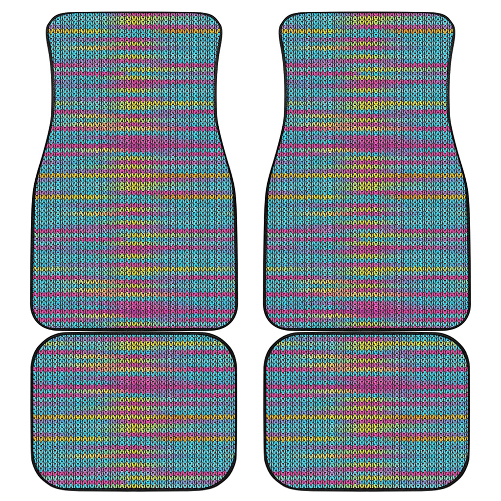 Colorful Knitted Pattern Print Front and Back Car Floor Mats