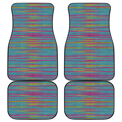 Colorful Knitted Pattern Print Front and Back Car Floor Mats