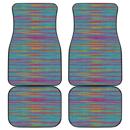 Colorful Knitted Pattern Print Front and Back Car Floor Mats