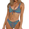 Colorful Knitted Pattern Print Front Bow Tie Bikini