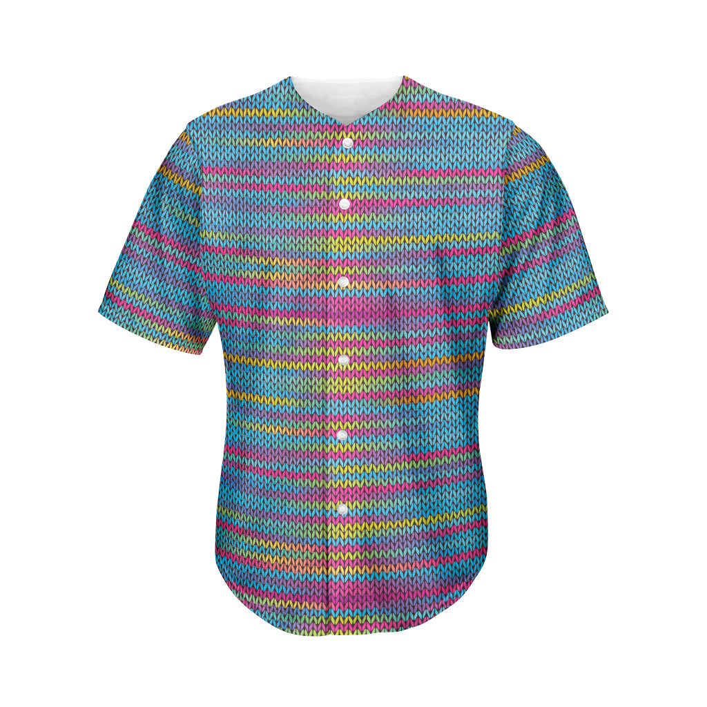 Colorful Knitted Pattern Print Men's Baseball Jersey