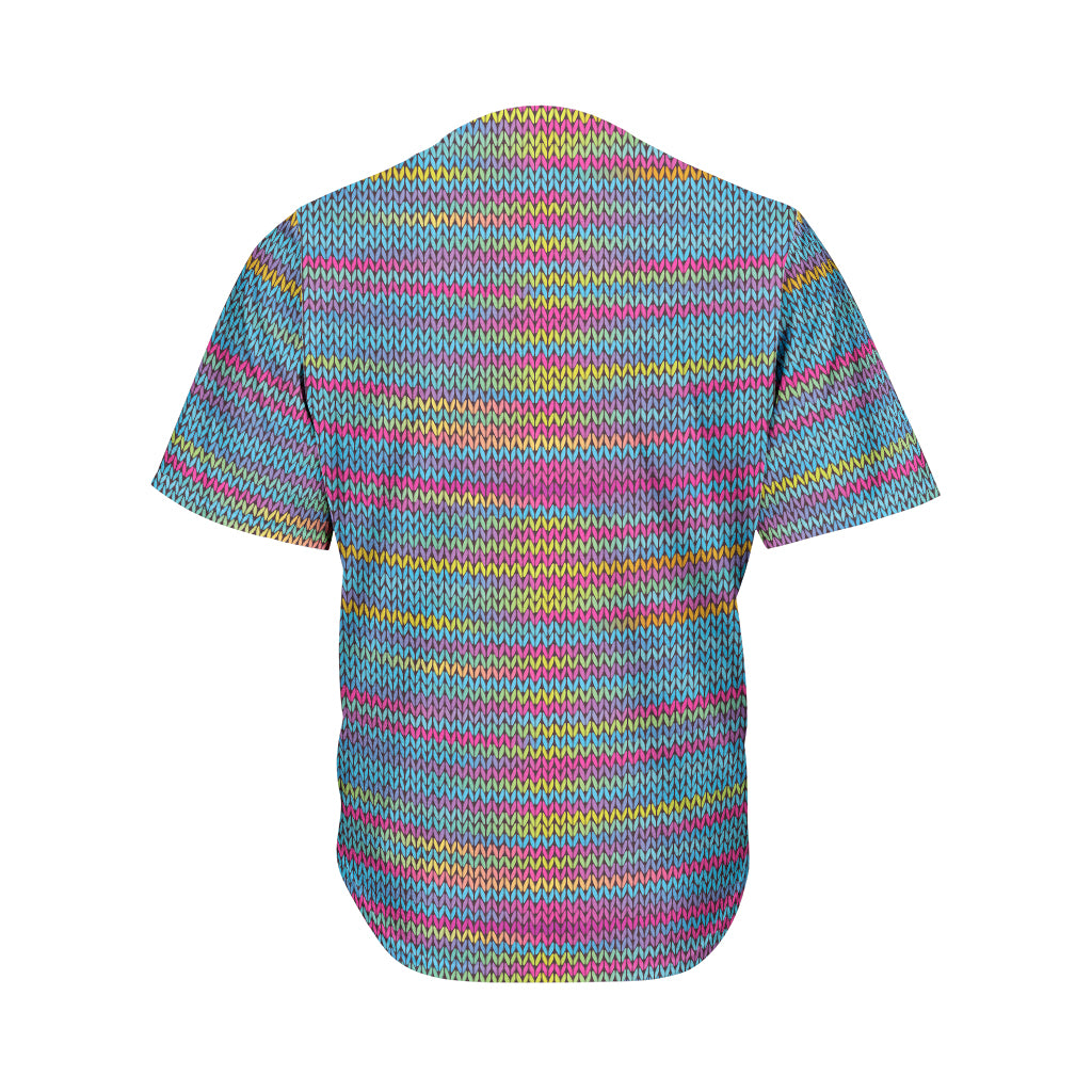 Colorful Knitted Pattern Print Men's Baseball Jersey