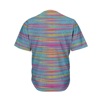 Colorful Knitted Pattern Print Men's Baseball Jersey