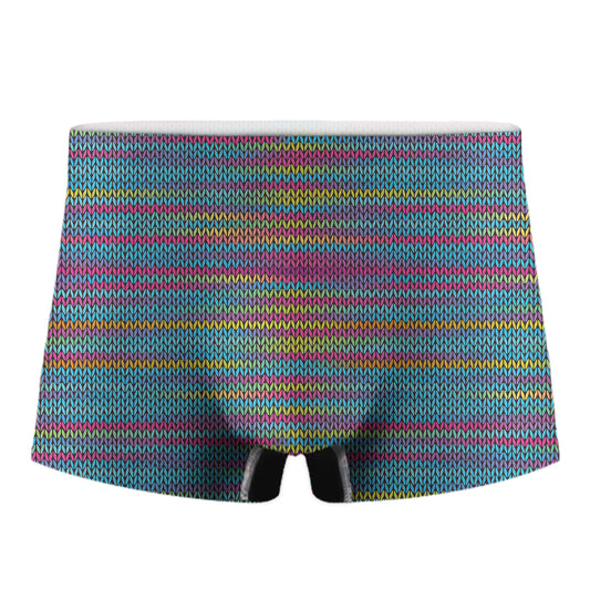 Colorful Knitted Pattern Print Men's Boxer Briefs