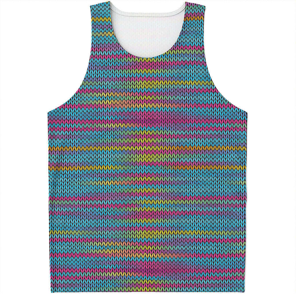 Colorful Knitted Pattern Print Men's Tank Top