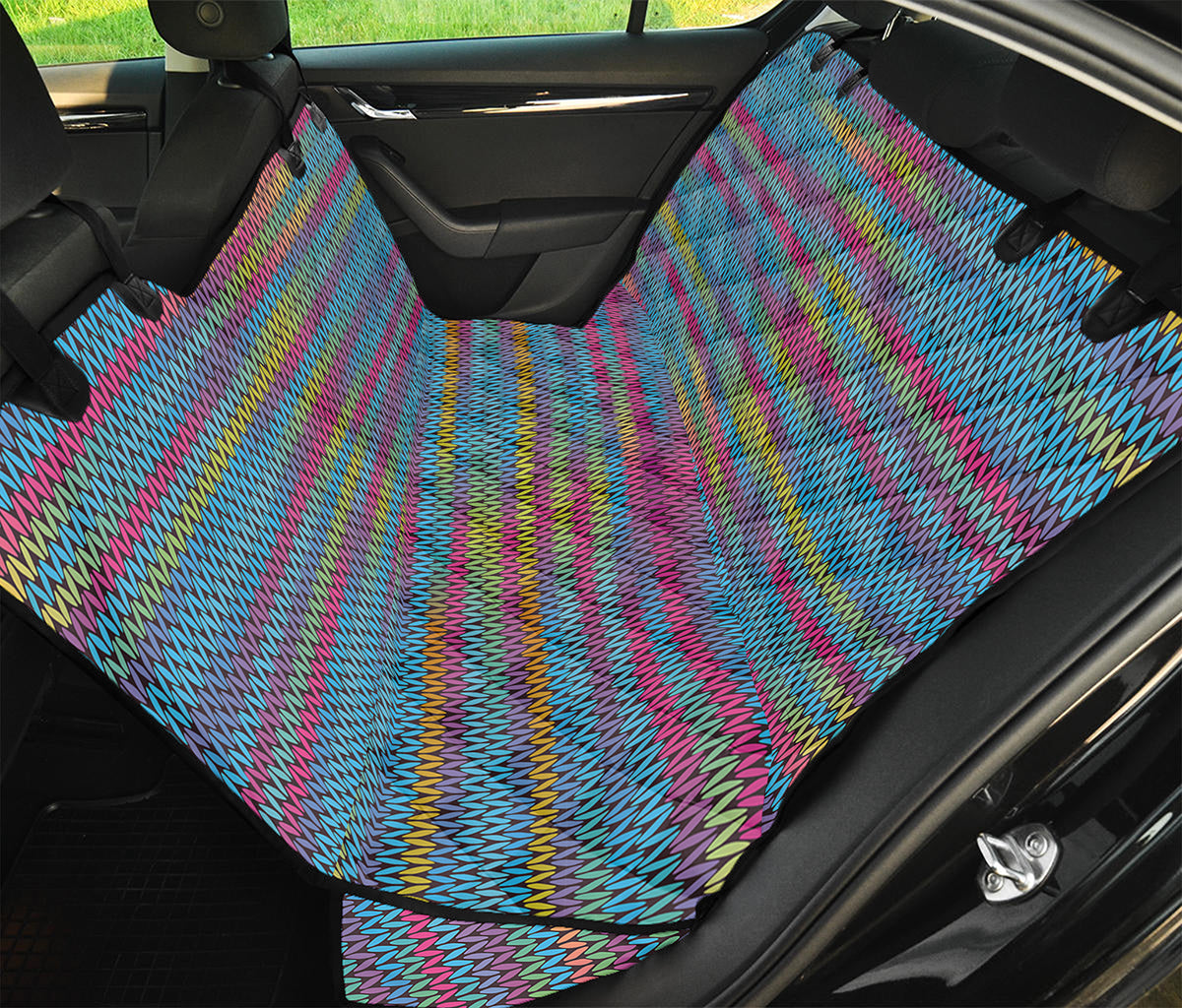 Colorful Knitted Pattern Print Pet Car Back Seat Cover