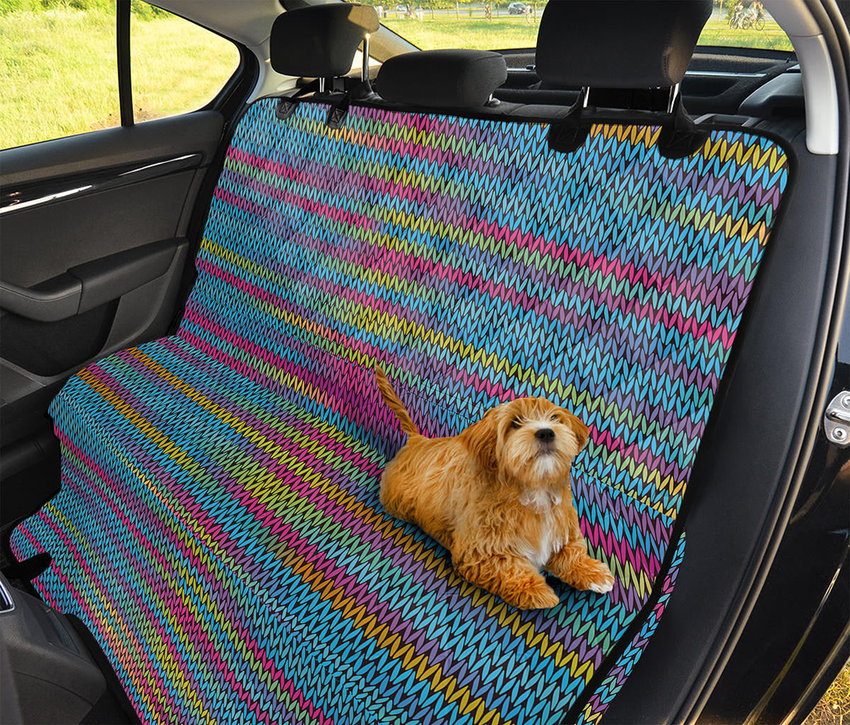 Colorful Knitted Pattern Print Pet Car Back Seat Cover