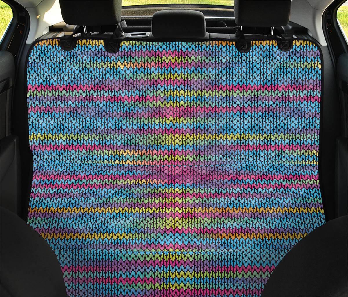 Colorful Knitted Pattern Print Pet Car Back Seat Cover