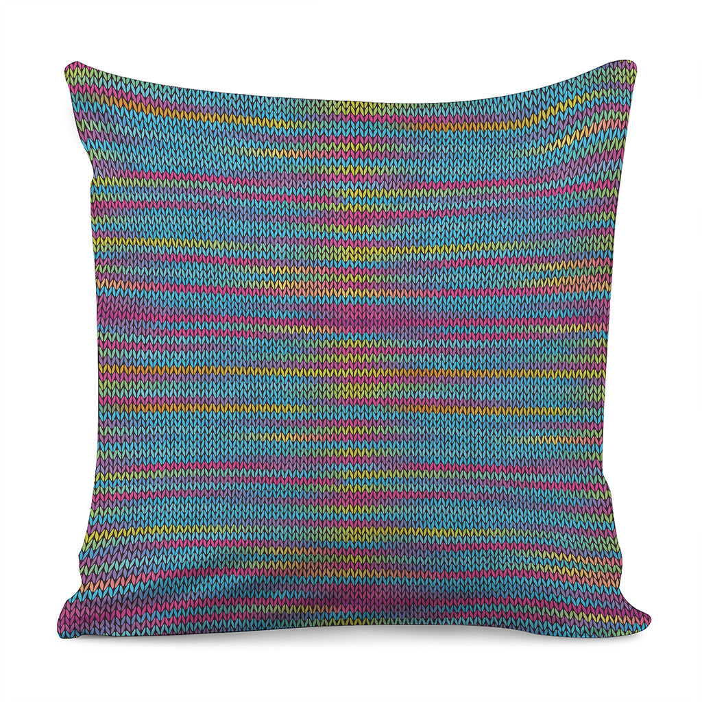 Colorful Knitted Pattern Print Pillow Cover