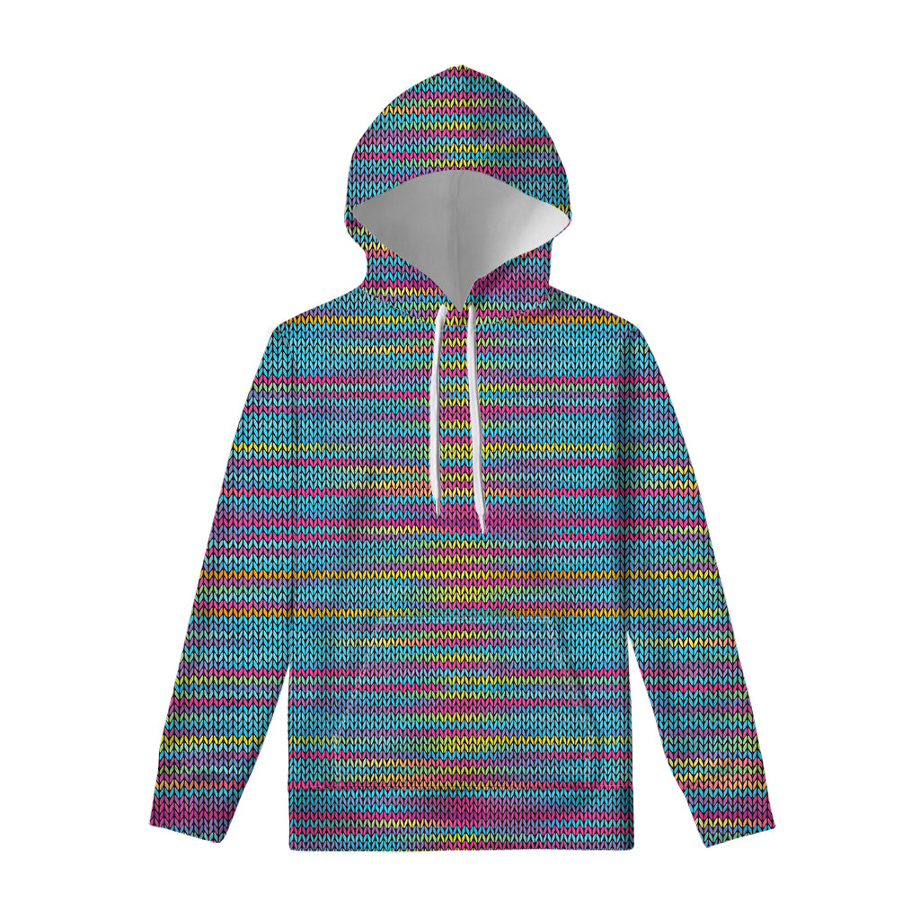 Colorful Knitted Pattern Print Pullover Hoodie