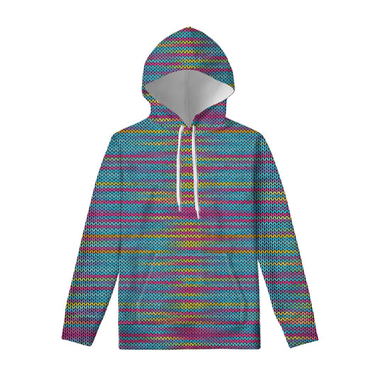 Colorful Knitted Pattern Print Pullover Hoodie
