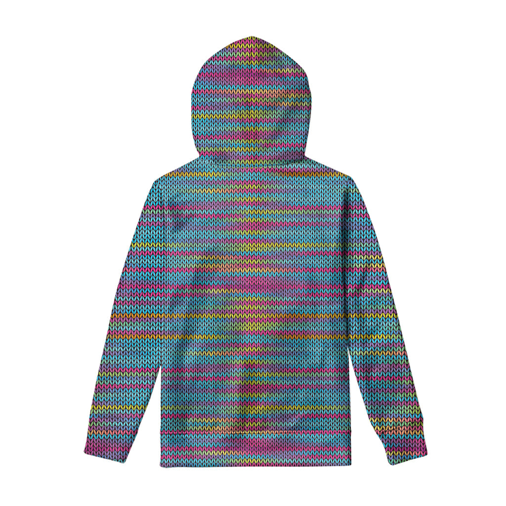 Colorful Knitted Pattern Print Pullover Hoodie