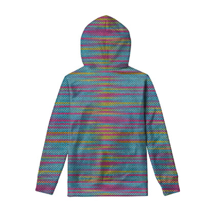 Colorful Knitted Pattern Print Pullover Hoodie