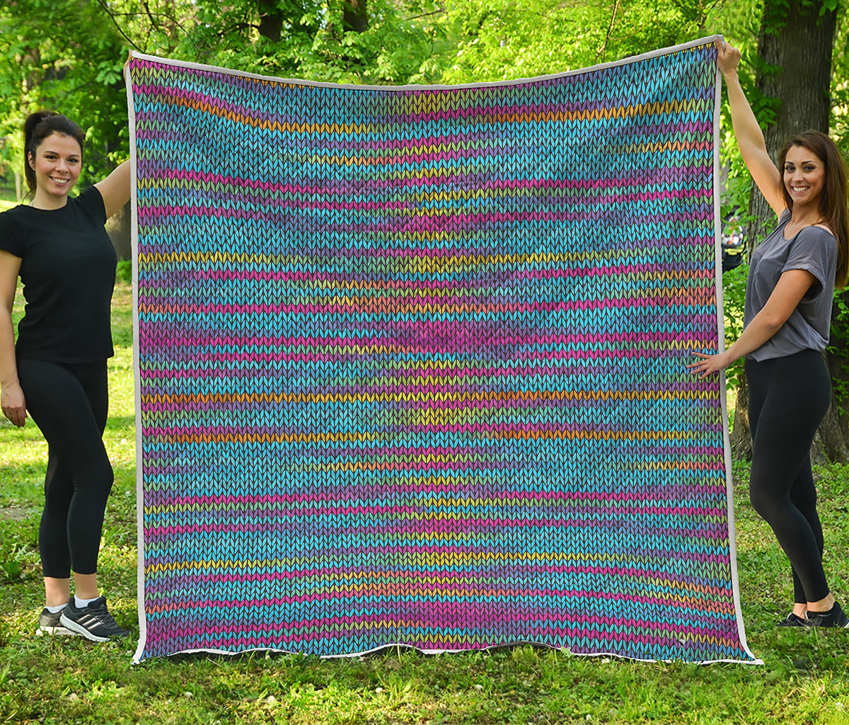 Colorful Knitted Pattern Print Quilt