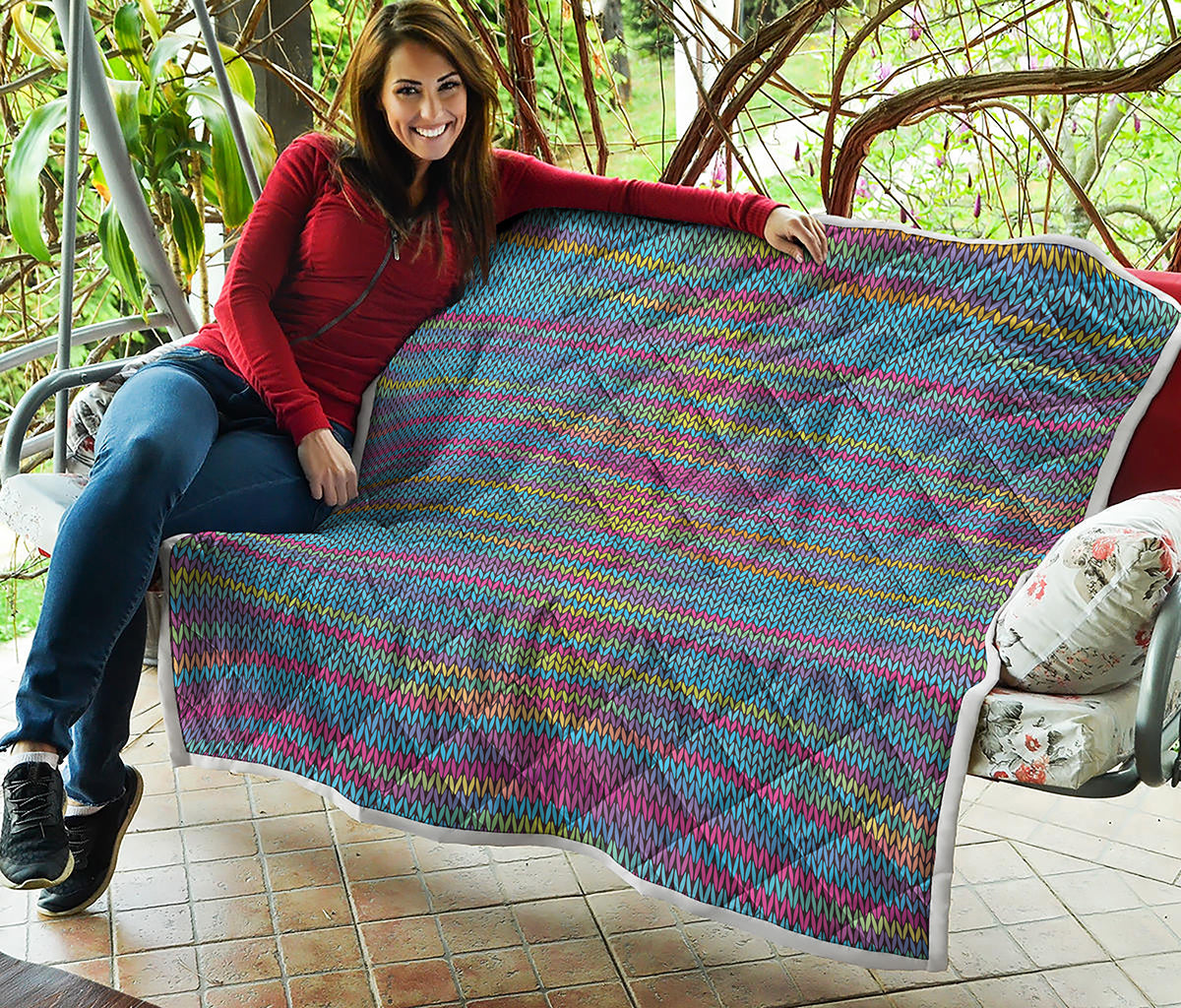 Colorful Knitted Pattern Print Quilt