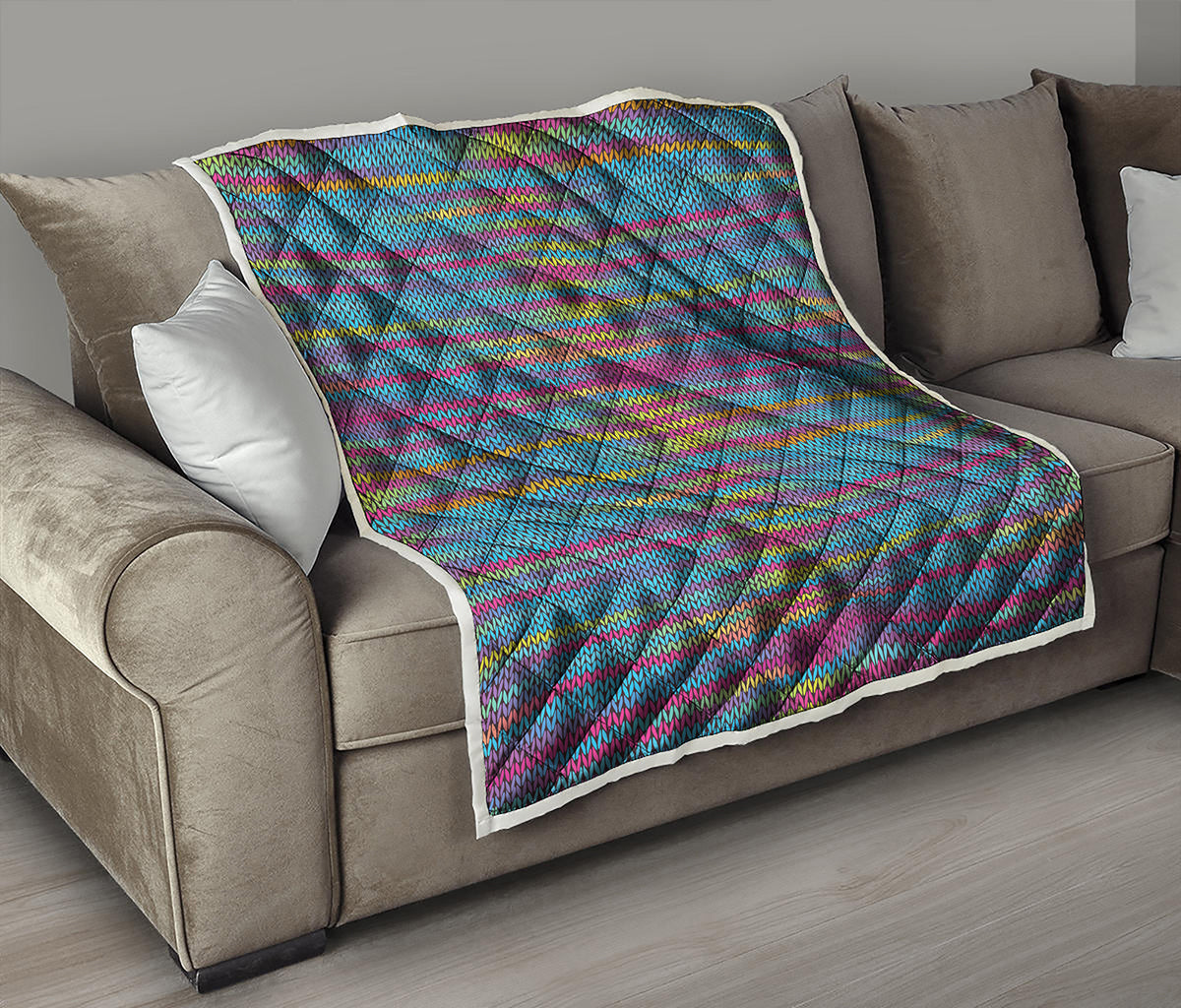 Colorful Knitted Pattern Print Quilt
