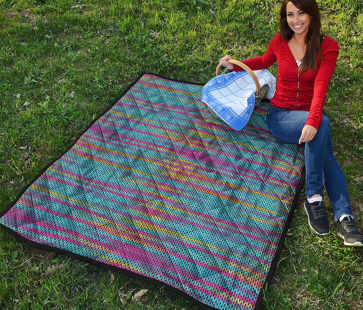 Colorful Knitted Pattern Print Quilt