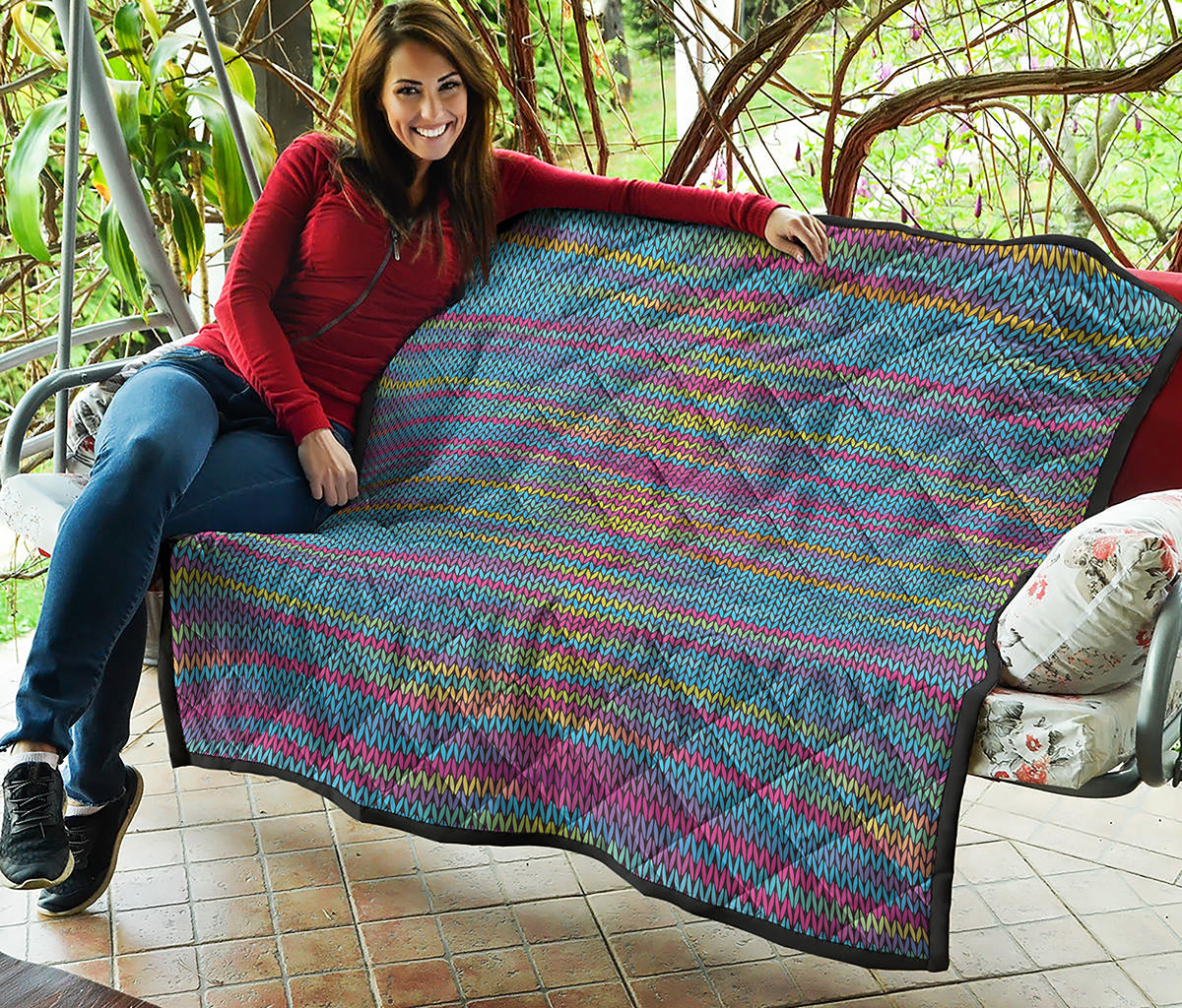 Colorful Knitted Pattern Print Quilt