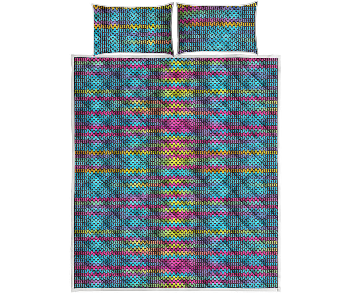 Colorful Knitted Pattern Print Quilt Bed Set