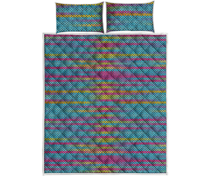 Colorful Knitted Pattern Print Quilt Bed Set
