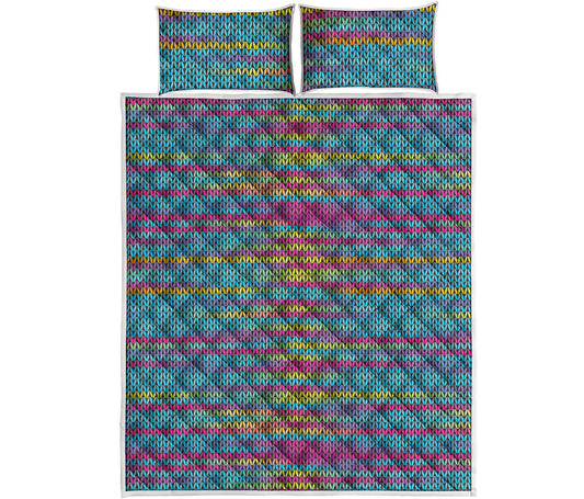 Colorful Knitted Pattern Print Quilt Bed Set