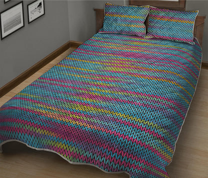 Colorful Knitted Pattern Print Quilt Bed Set
