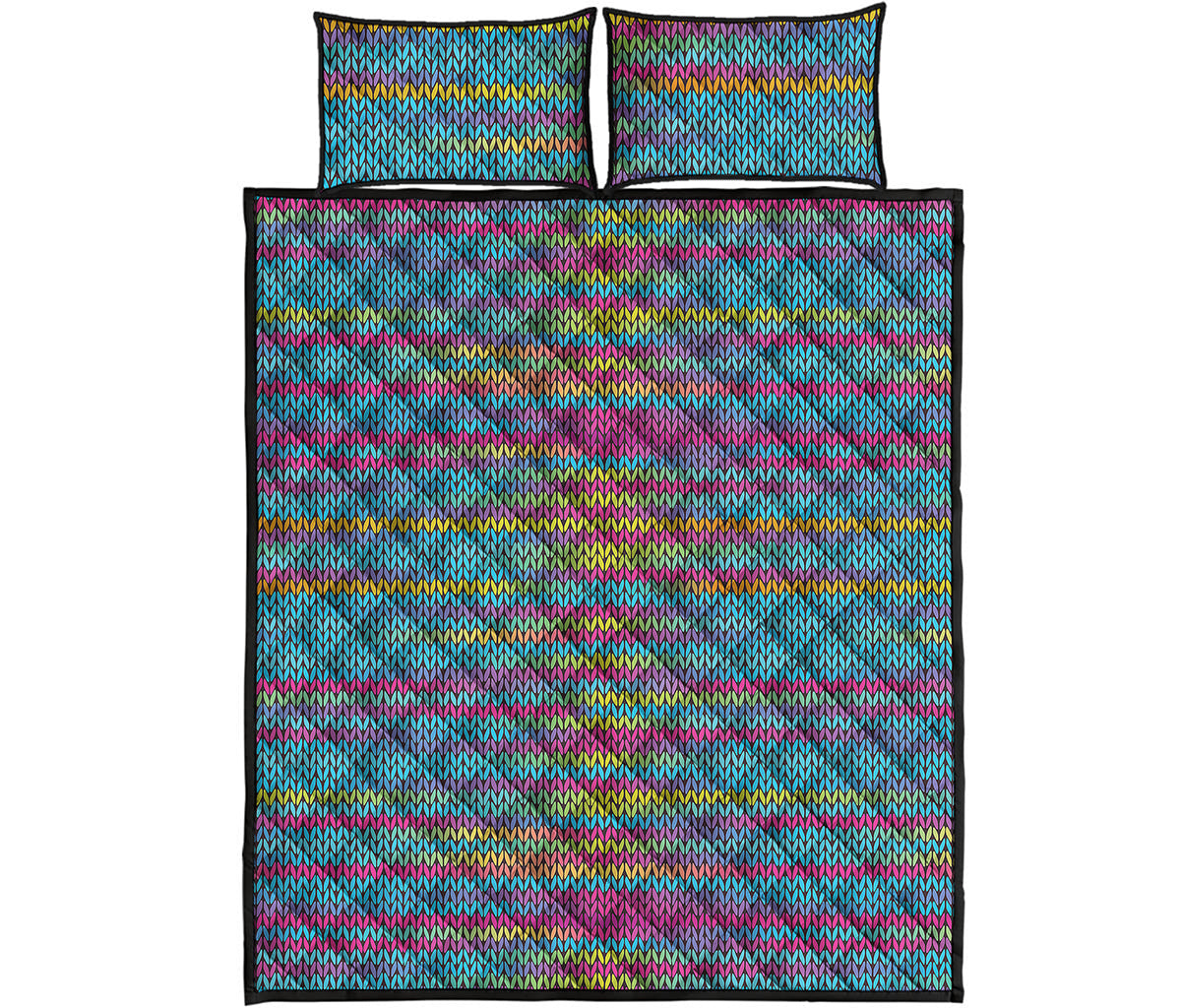 Colorful Knitted Pattern Print Quilt Bed Set