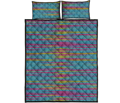 Colorful Knitted Pattern Print Quilt Bed Set