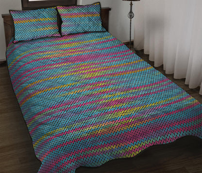Colorful Knitted Pattern Print Quilt Bed Set
