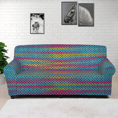 Colorful Knitted Pattern Print Sofa Cover