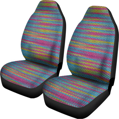 Colorful Knitted Pattern Print Universal Fit Car Seat Covers