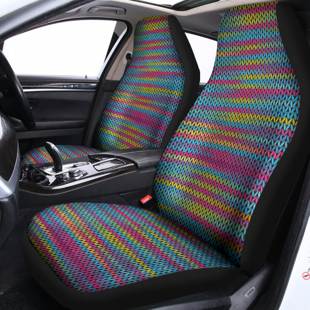 Colorful Knitted Pattern Print Universal Fit Car Seat Covers