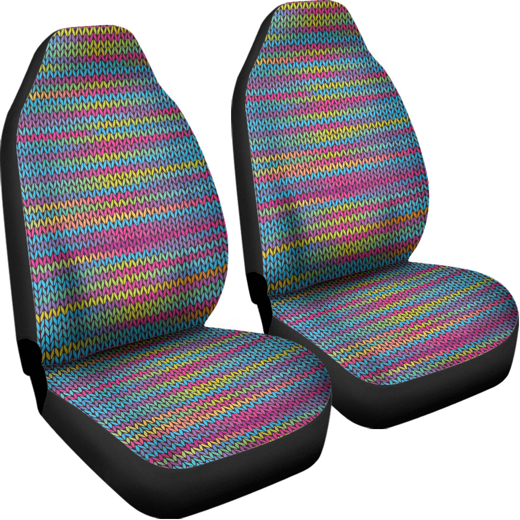 Colorful Knitted Pattern Print Universal Fit Car Seat Covers