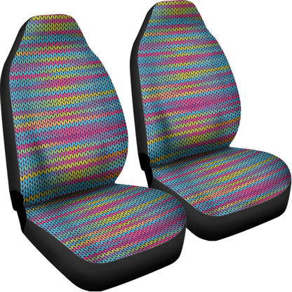 Colorful Knitted Pattern Print Universal Fit Car Seat Covers
