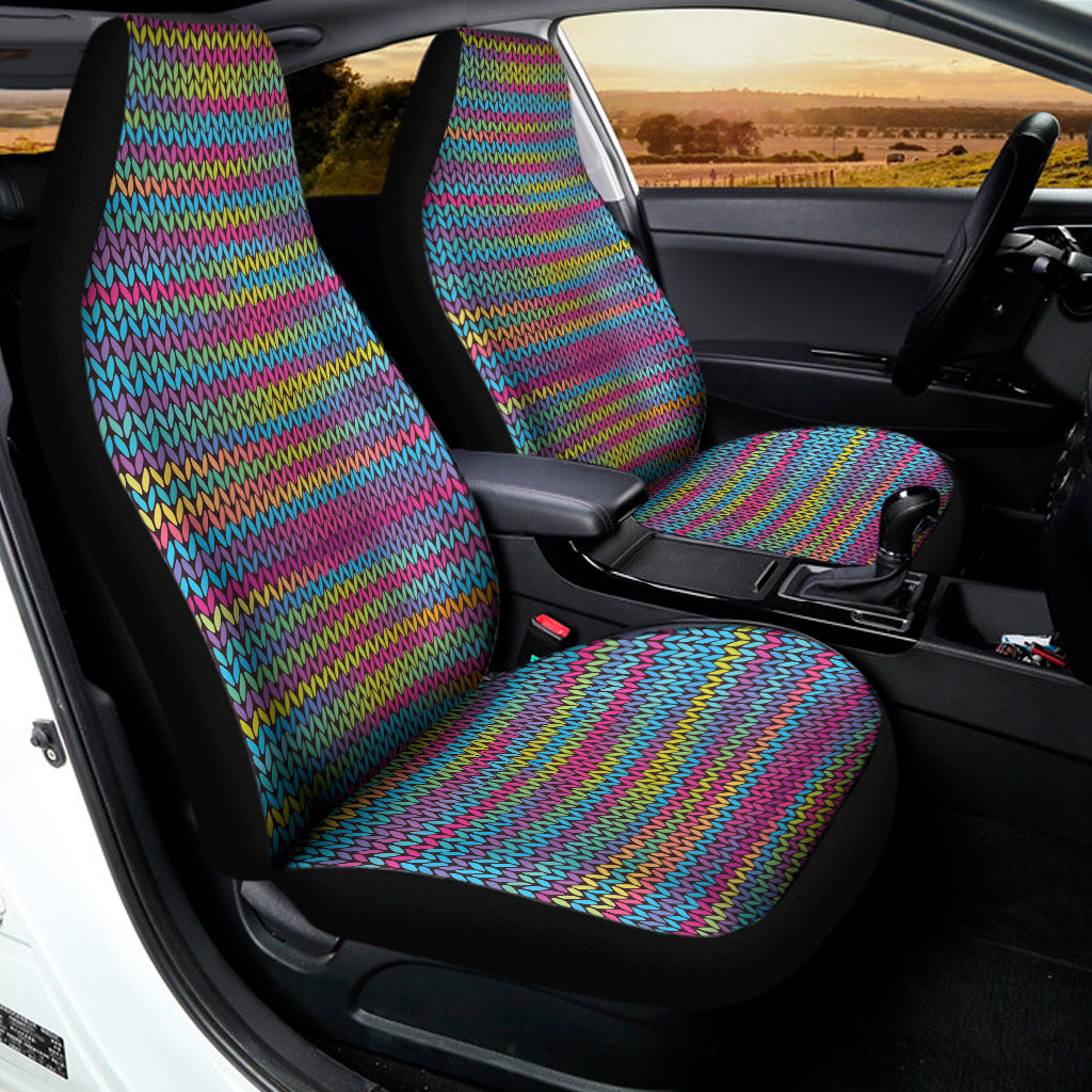 Colorful Knitted Pattern Print Universal Fit Car Seat Covers
